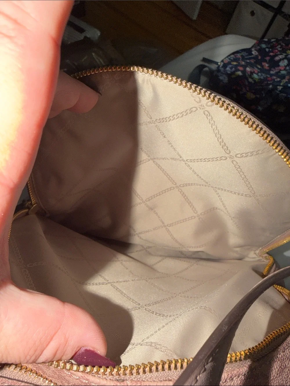 Michael Kors Pink and Cream Signature Dome Backpack
